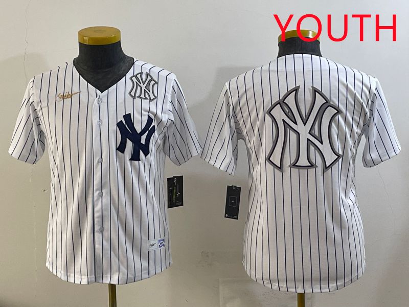 Youth 2025 New York Yankees Blank White Stripe Throwback Nike MLB Jersey style 20